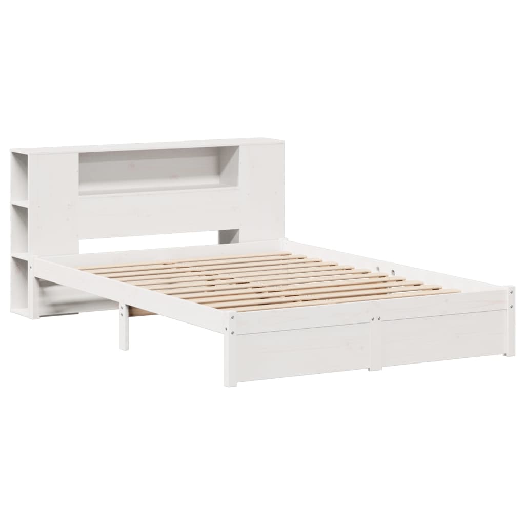 Bookcase Bed Without Mattress White 140X200Cm Solid Wood Pine