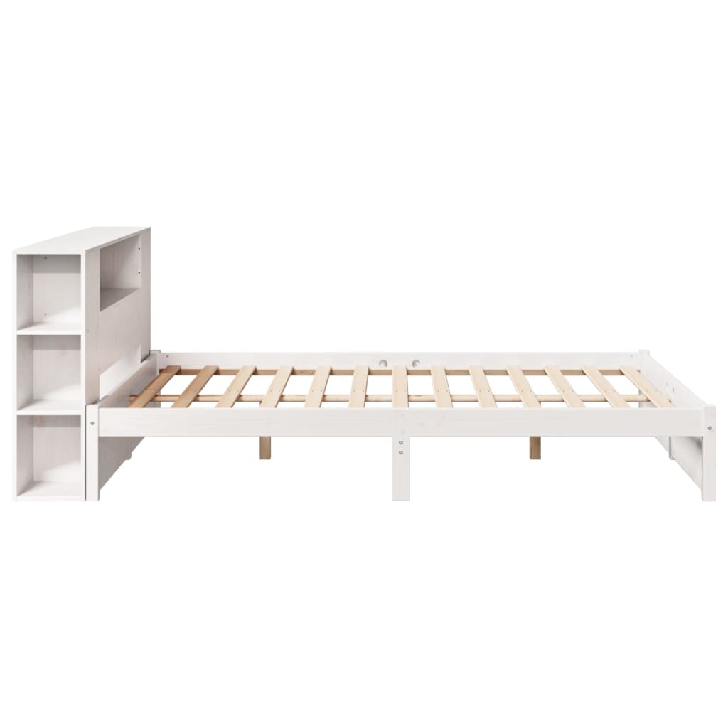Bookcase Bed Without Mattress White 140X200Cm Solid Wood Pine