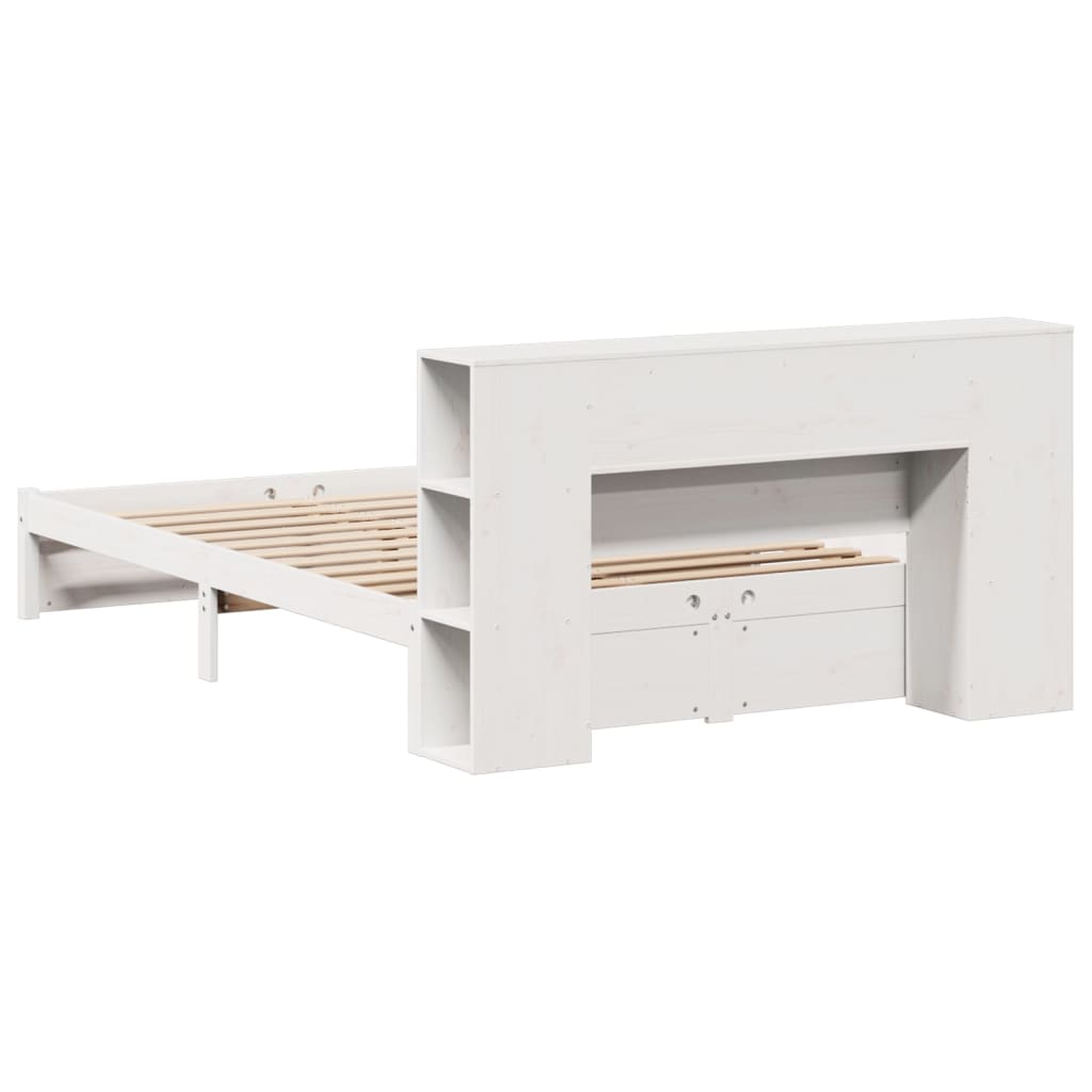 Bookcase Bed Without Mattress White 140X200Cm Solid Wood Pine