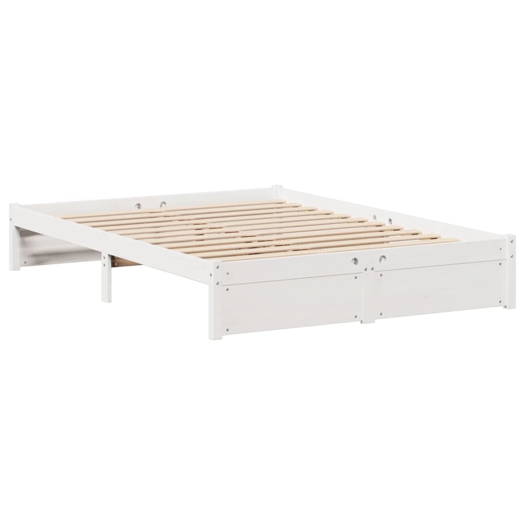 Bookcase Bed Without Mattress White 140X200Cm Solid Wood Pine