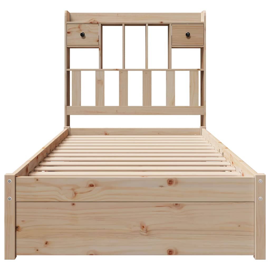 Bed Frame Bookcase Without Mattress 75X190Cm Small Single Solid Wood Pine White