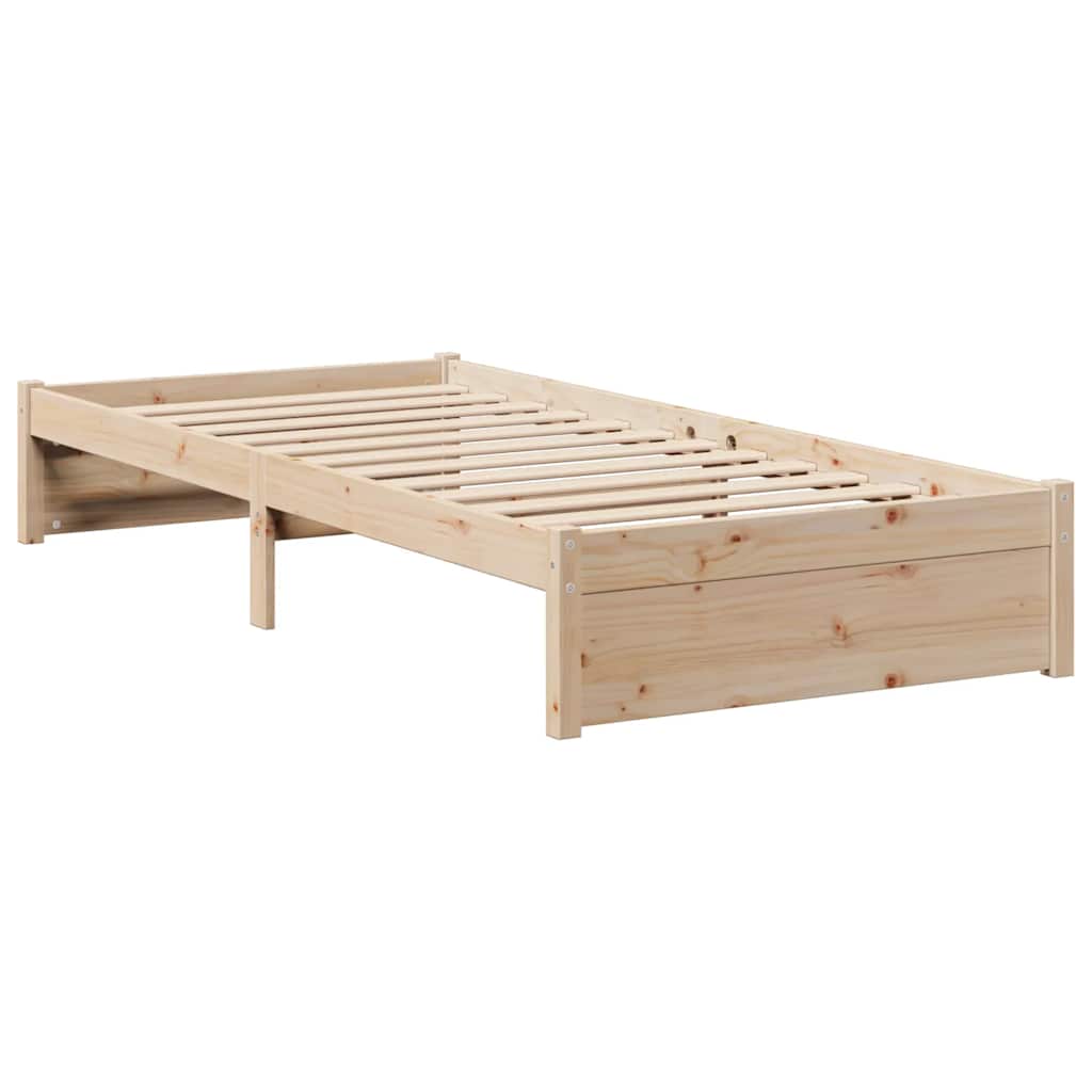 Bed Frame Bookcase Without Mattress 75X190Cm Small Single Solid Wood Pine White