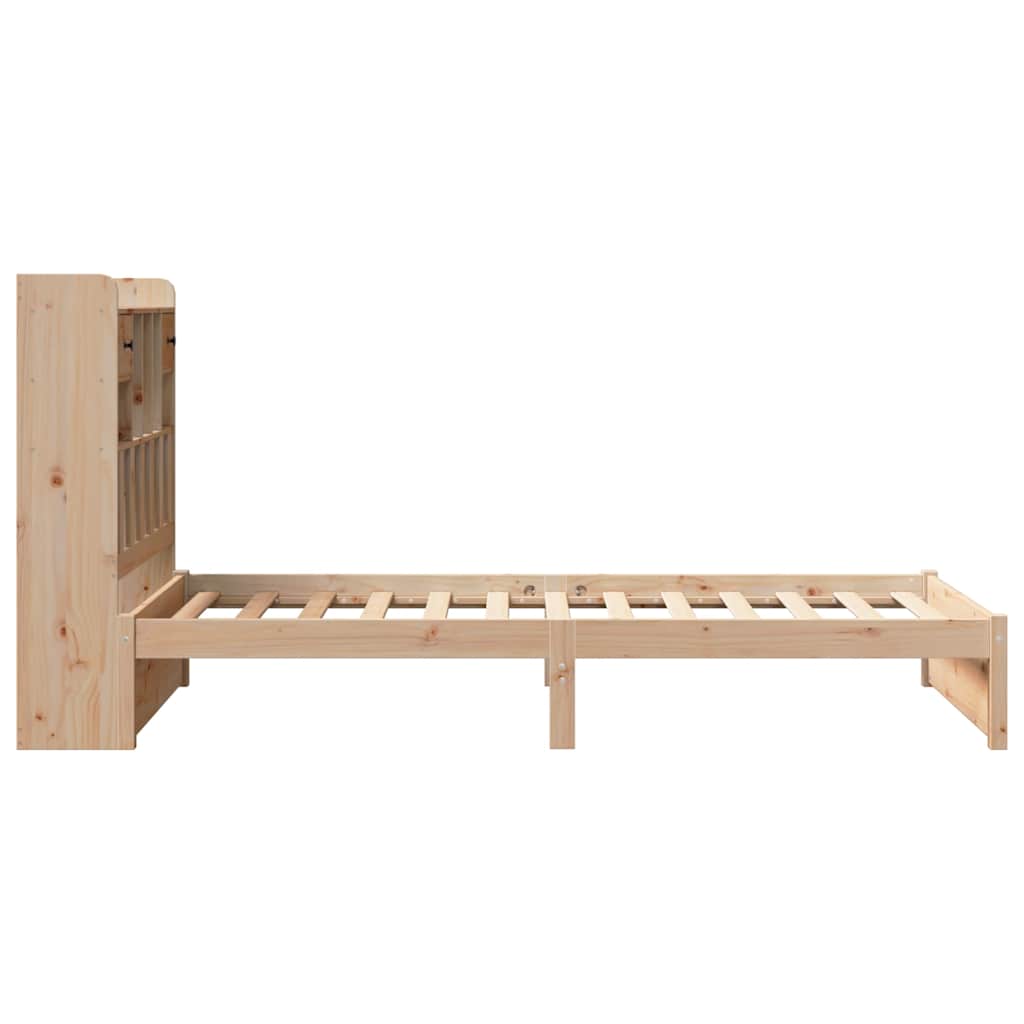 Bed Frame Bookcase Without Mattress 75X190Cm Small Single Solid Wood Pine White