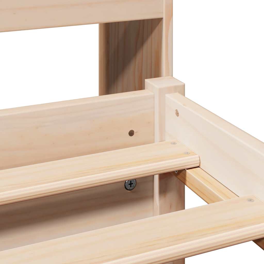Bed Frame Bookcase Without Mattress 75X190Cm Small Single Solid Wood Pine White
