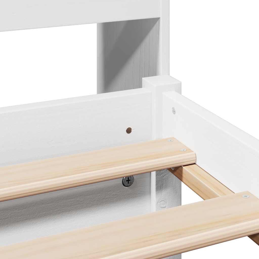 Bed Frame Bookcase Without Mattress 75X190Cm Small Single Solid Wood Pine White