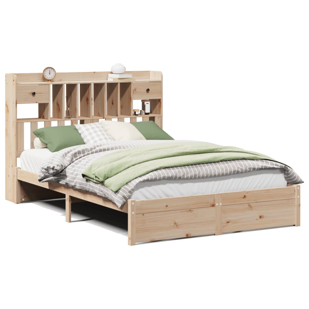 Bookcase Bed Without Mattress 140X200Cm Solid Wood Pine