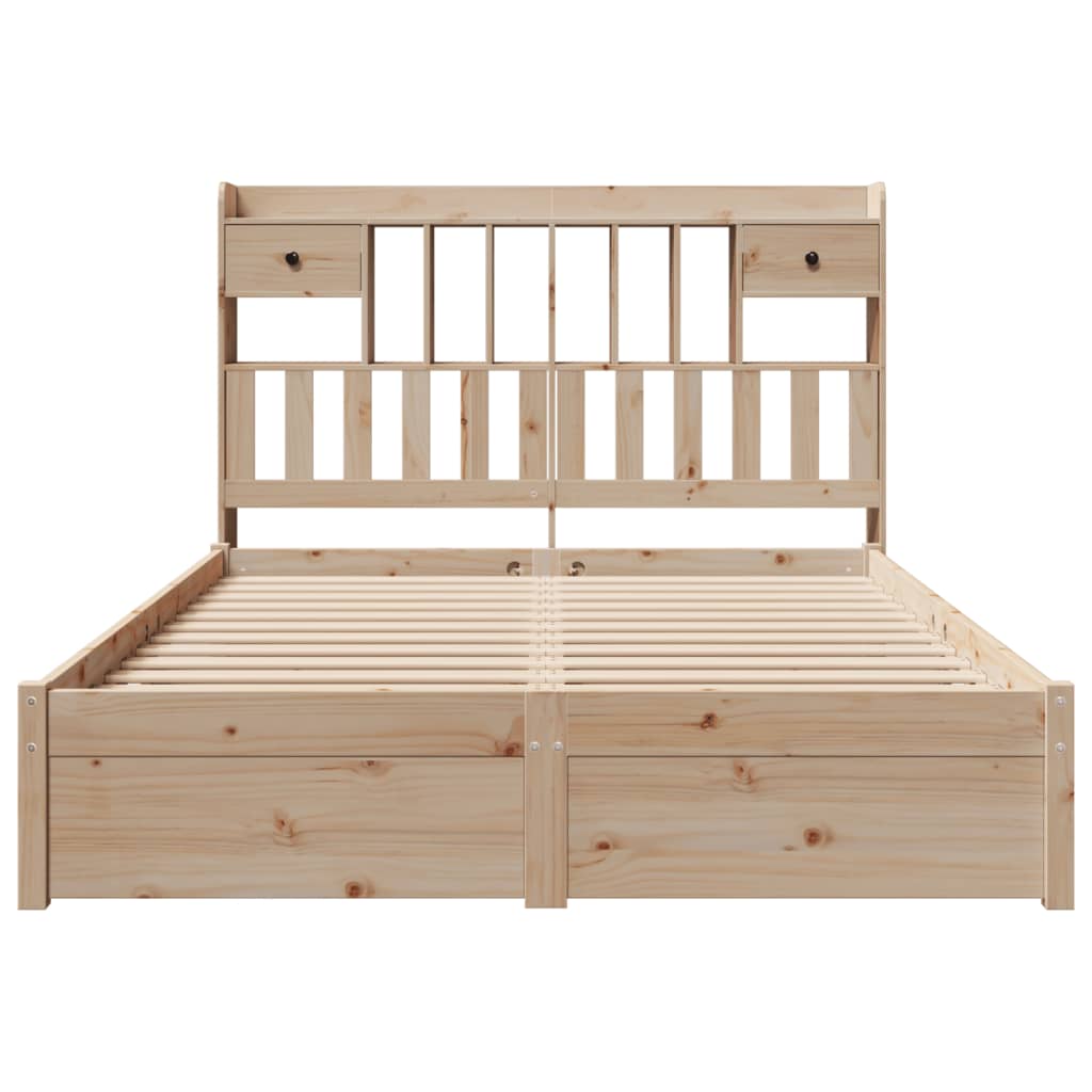 Bookcase Bed Without Mattress 140X200Cm Solid Wood Pine