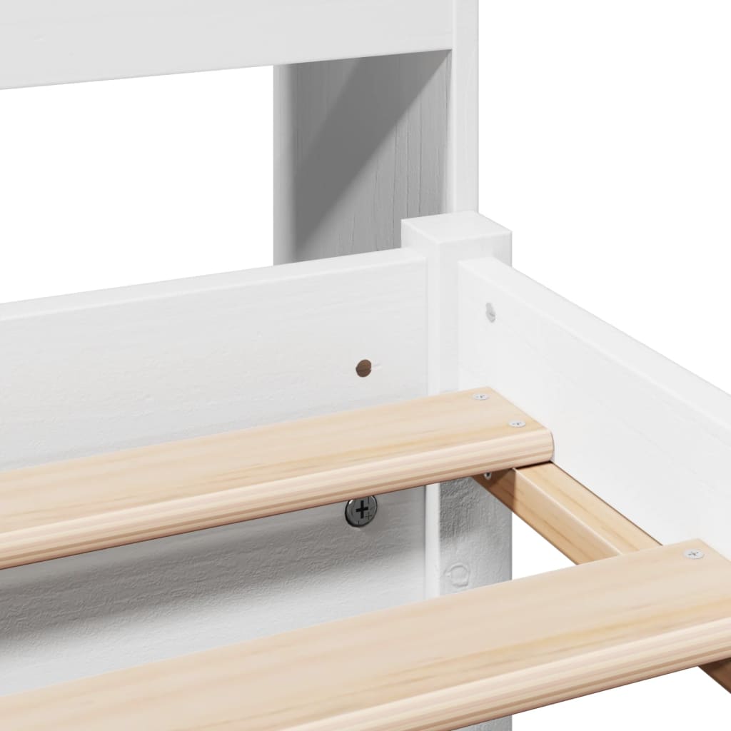 Bookcase Bed Without Mattress White 150X200Cm King Size Solid Wood Pine