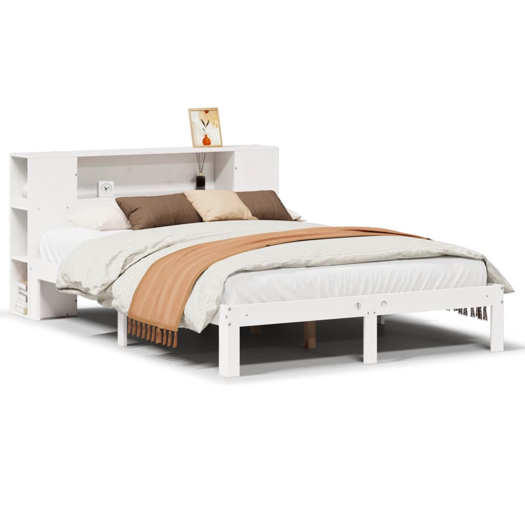 Bookcase Bed Without Mattress King Size Solid Wood Pine