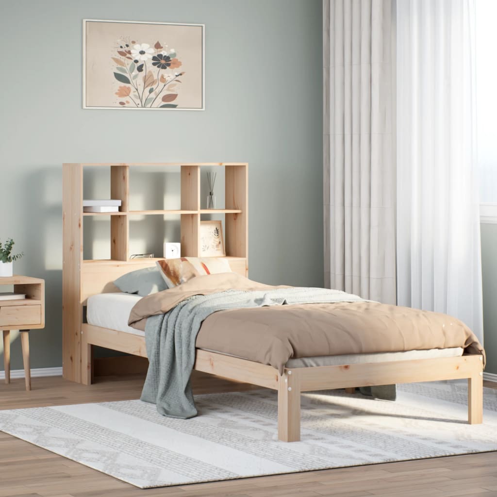 Bookcase Bed Without Mattress 140X190Cm Solid Wood Pine