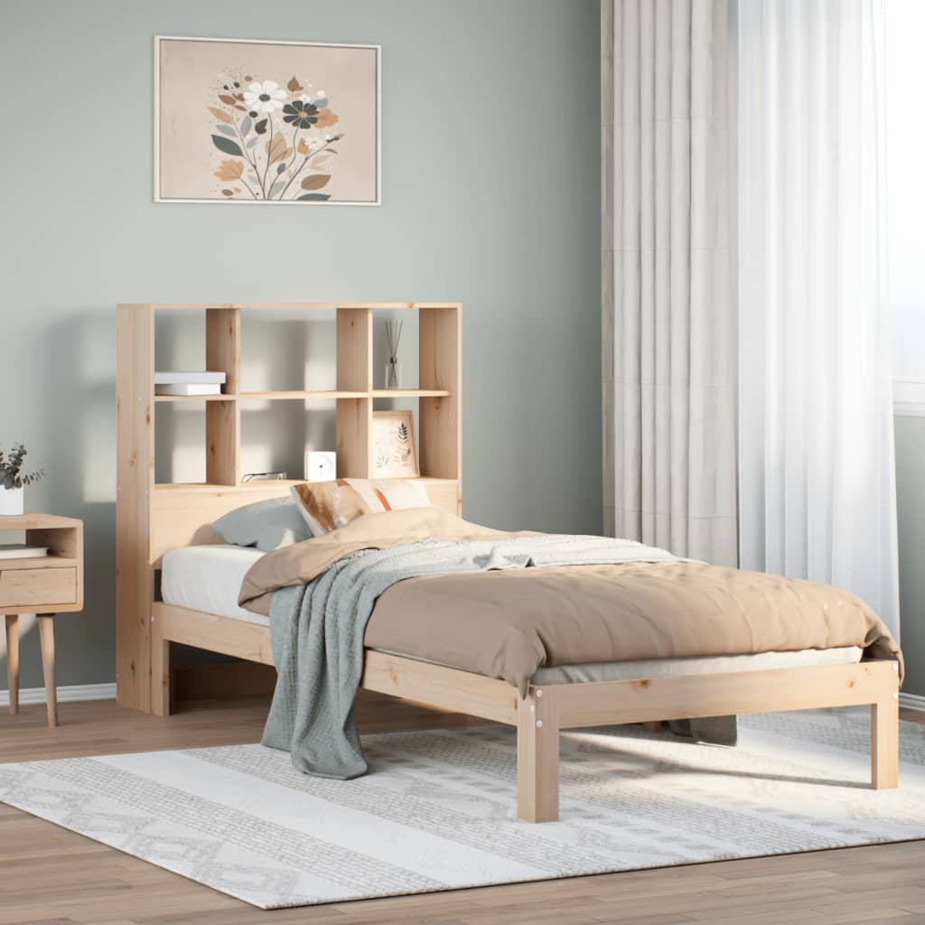 Bookcase Bed Without Mattress 140X190Cm Solid Wood Pine