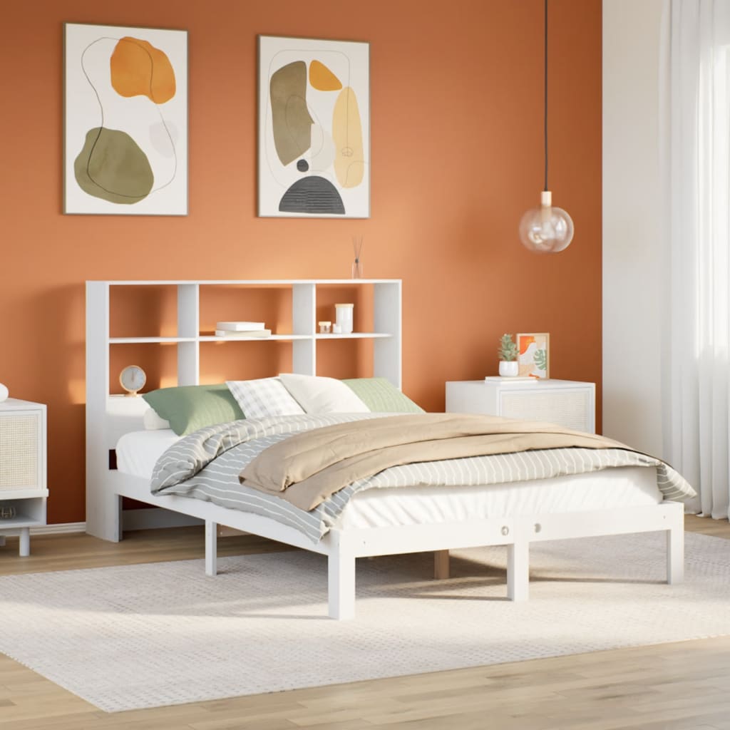 Bookcase Bed Without Mattress 140X190Cm Solid Wood Pine
