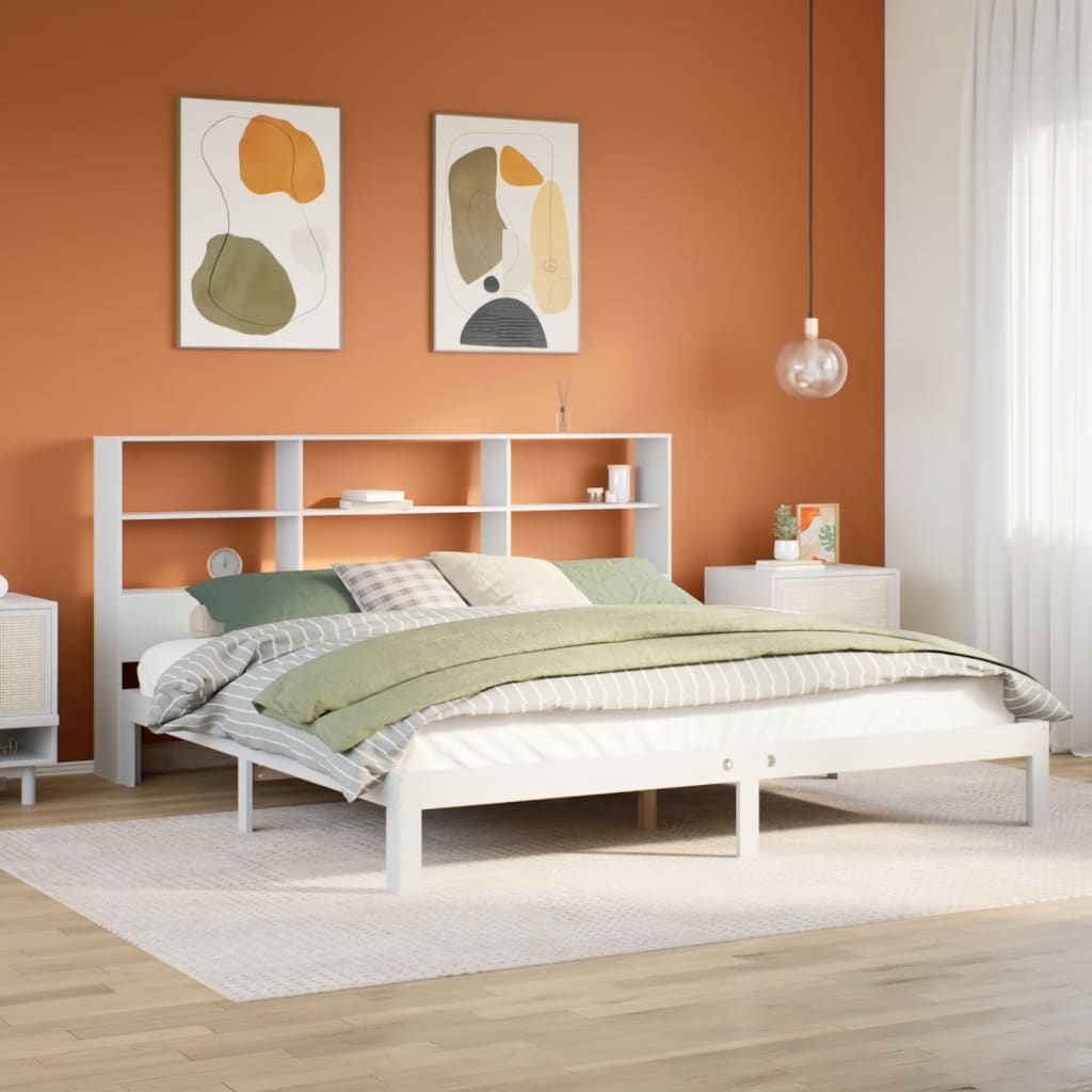 Bookcase Bed Without Mattress 140X190Cm Solid Wood Pine
