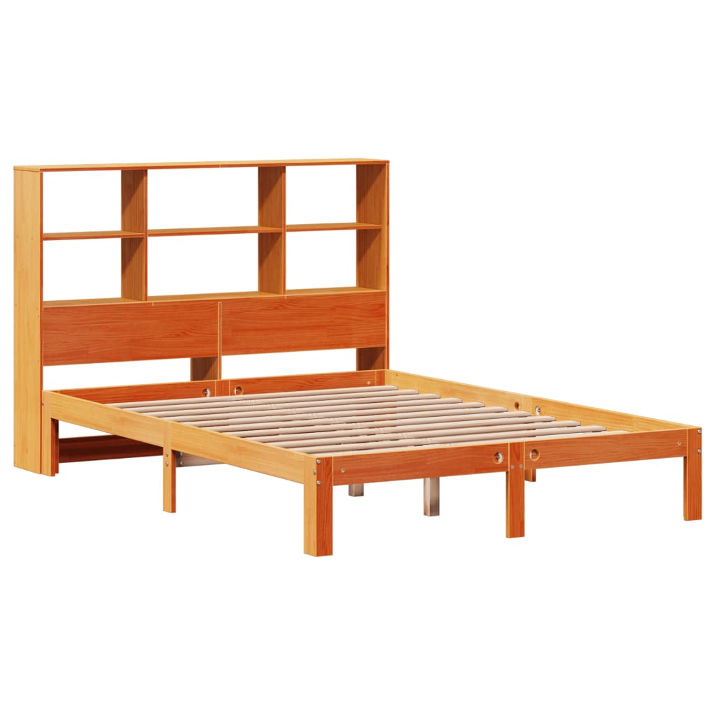 Bookcase Bed Without Mattress 140X190Cm Solid Wood Pine