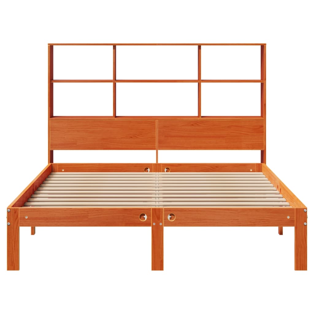 Bookcase Bed Without Mattress 140X190Cm Solid Wood Pine