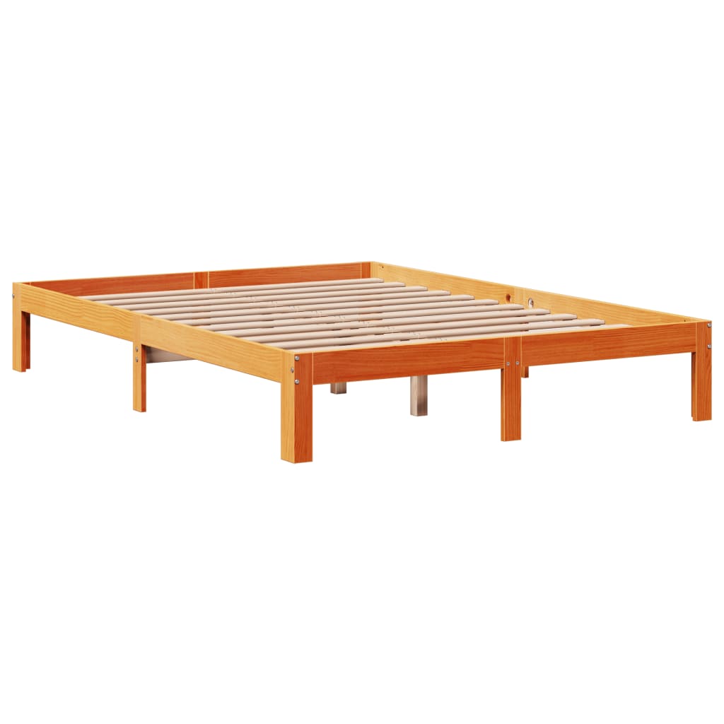 Bookcase Bed Without Mattress 140X190Cm Solid Wood Pine