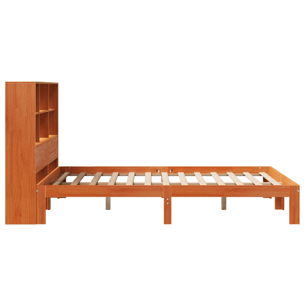 Bookcase Bed Without Mattress 140X190Cm Solid Wood Pine