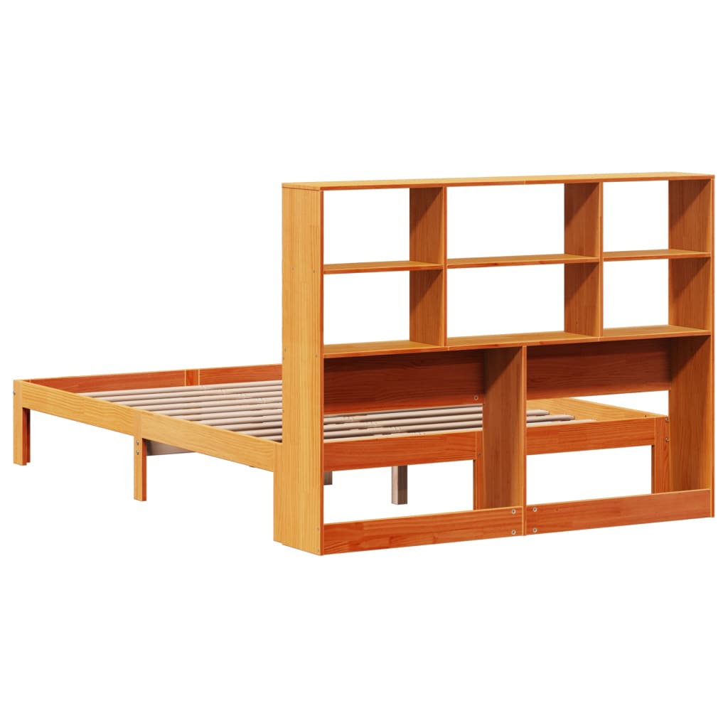 Bookcase Bed Without Mattress 140X190Cm Solid Wood Pine