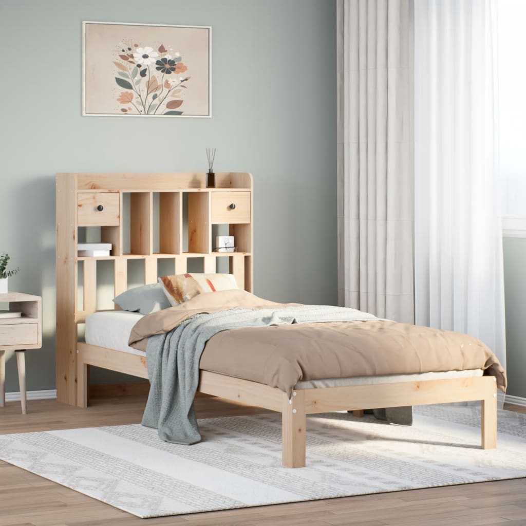 Bookcase Bed Without Mattress 150X200Cm Solid Wood Pine
