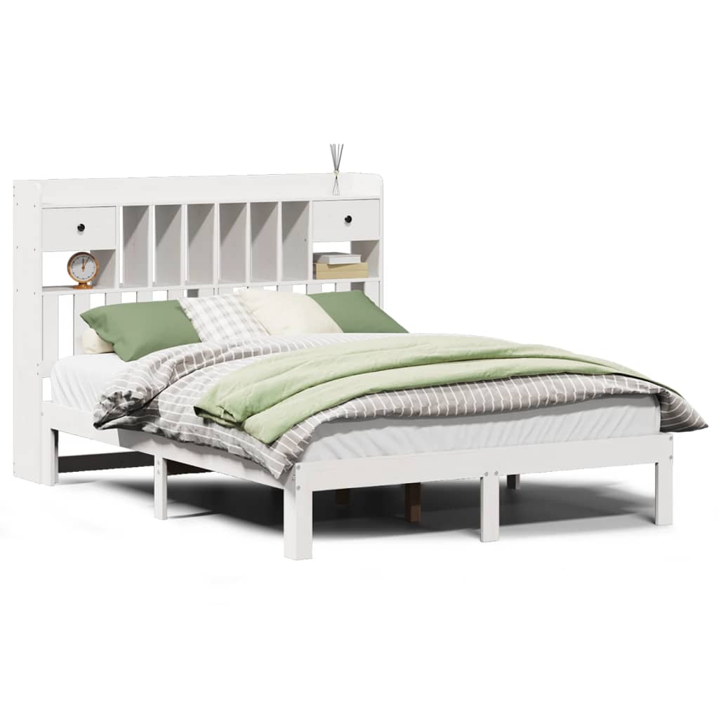 Bookcase Bed Without Mattress 150X200Cm Solid Wood Pine