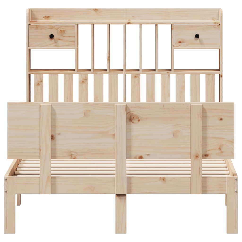 Bookcase Bed Without Mattress 135X190 Cm Double Solid Wood Pine