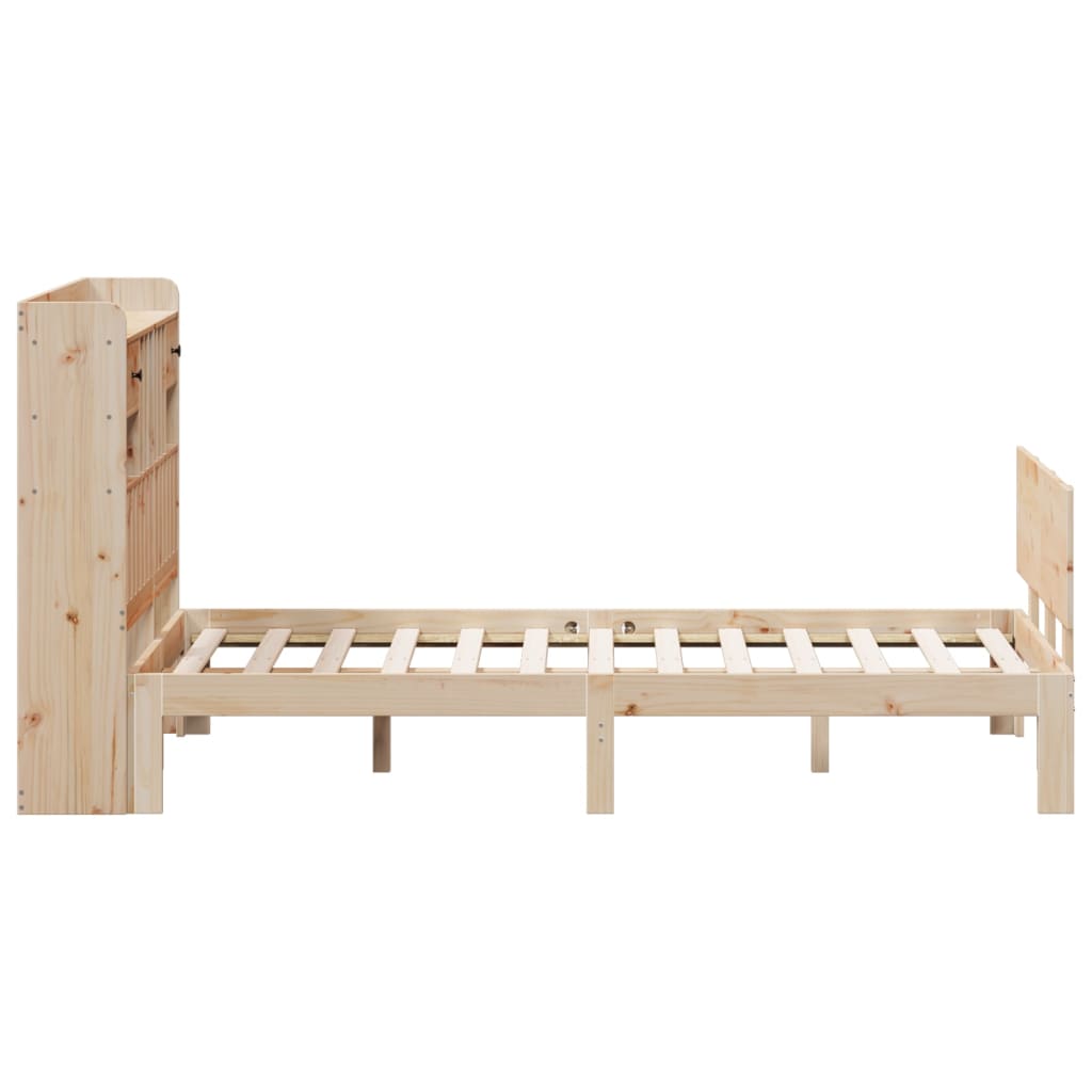 Bookcase Bed Without Mattress 135X190 Cm Double Solid Wood Pine