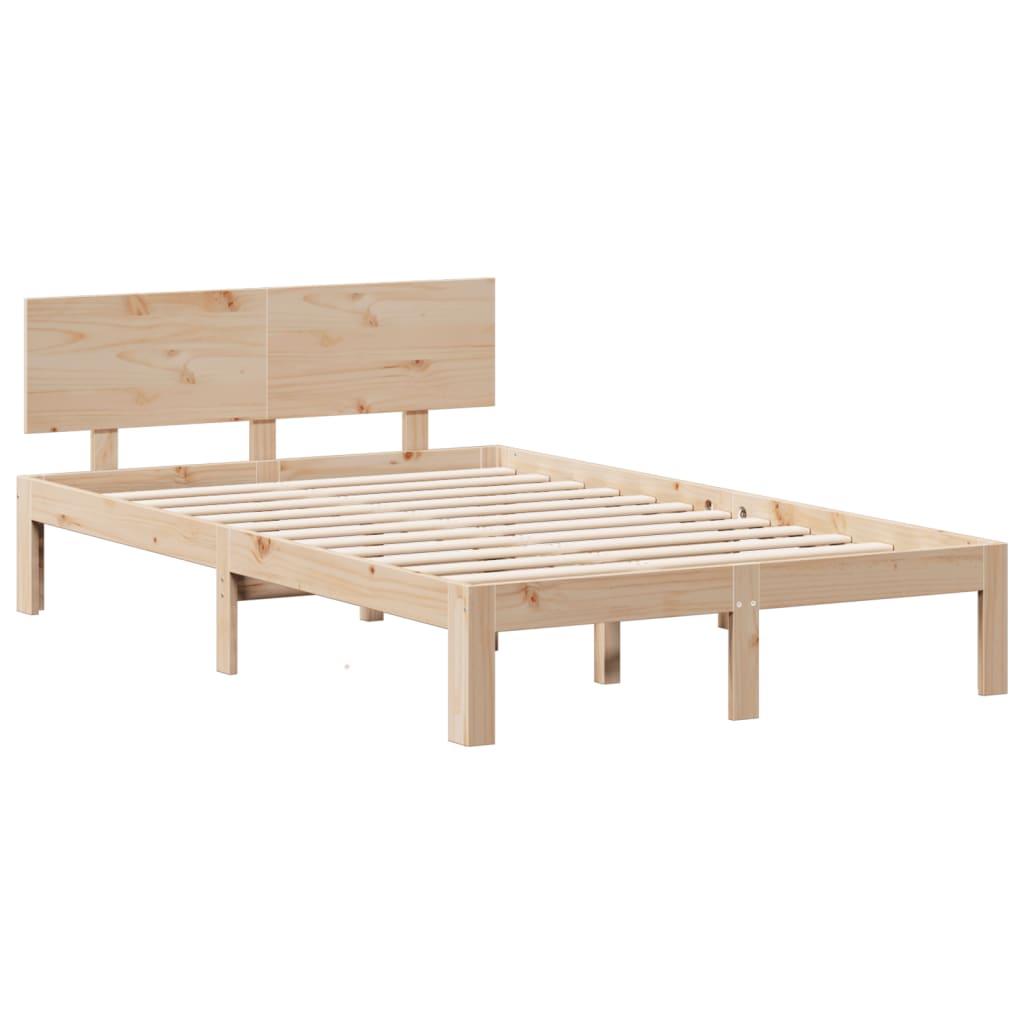 Bookcase Bed Without Mattress 135X190 Cm Double Solid Wood Pine