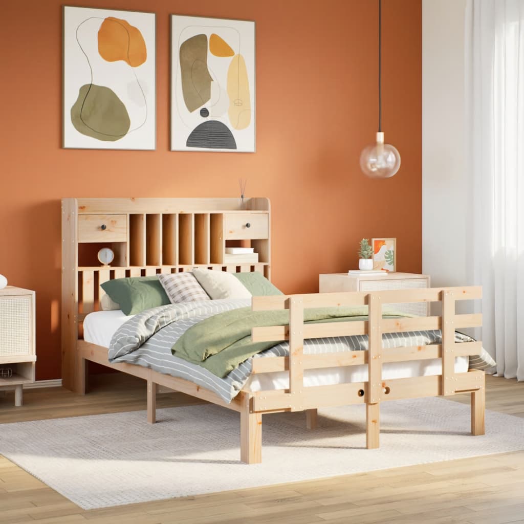 Bookcase Bed Without Mattress Super King Solid Wood Pine