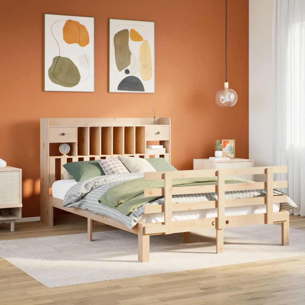 Bookcase Bed Without Mattress Super King Solid Wood Pine