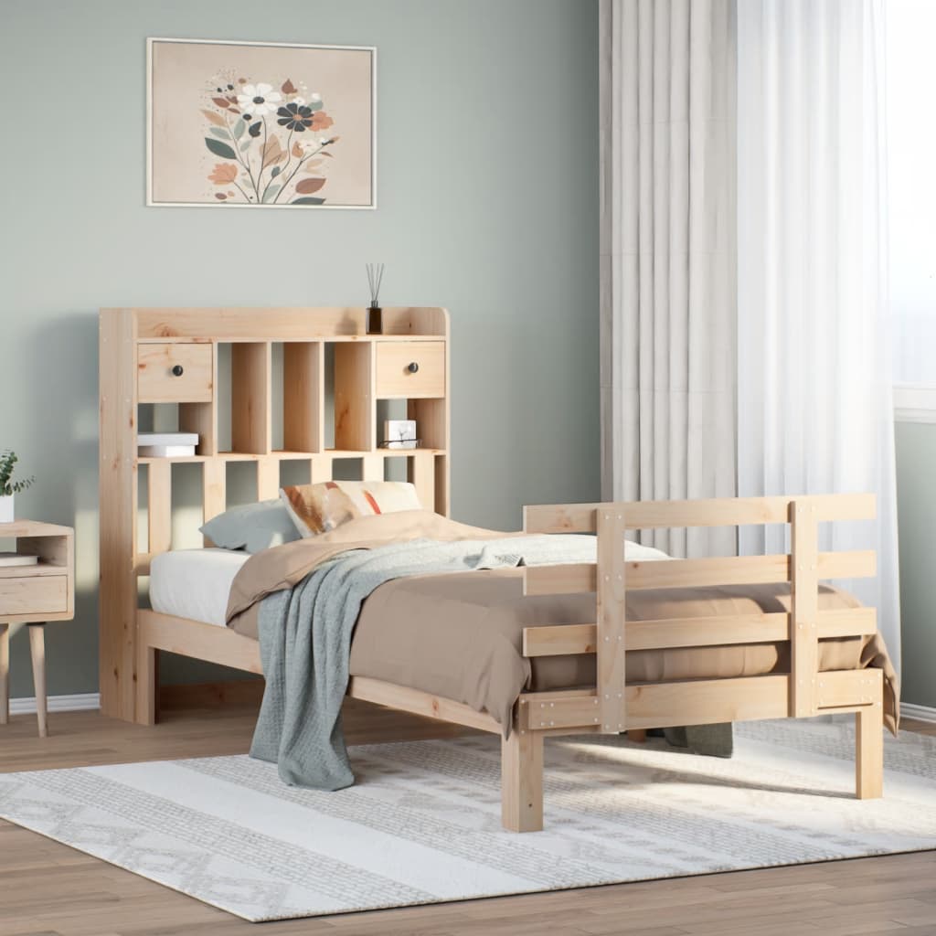 Bookcase Bed Without Mattress Super King Solid Wood Pine