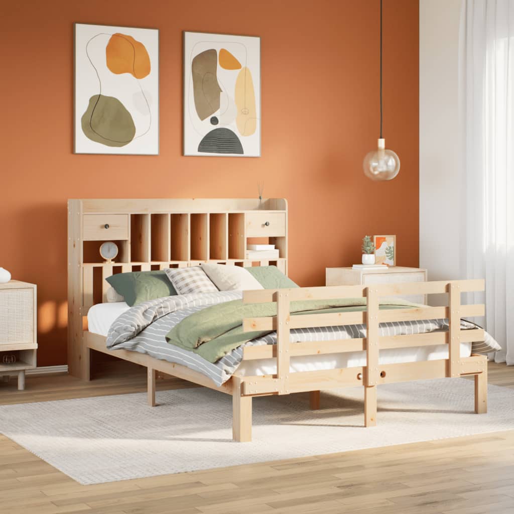 Bookcase Bed Without Mattress Super King Solid Wood Pine