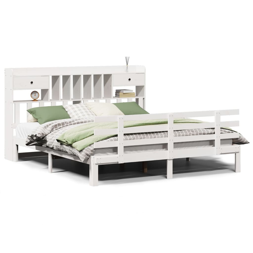 Bookcase Bed Without Mattress Super King Solid Wood Pine