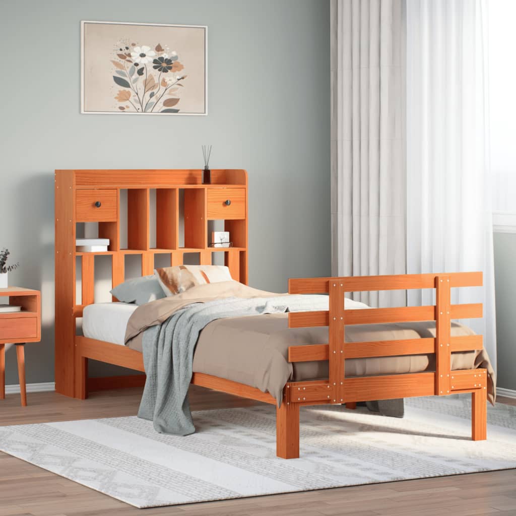 Bookcase Bed Without Mattress Super King Solid Wood Pine