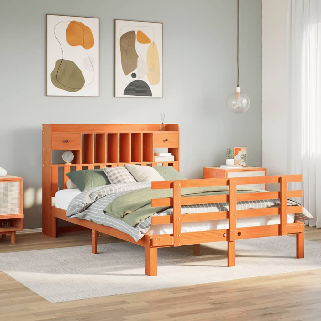 Bookcase Bed Without Mattress Super King Solid Wood Pine