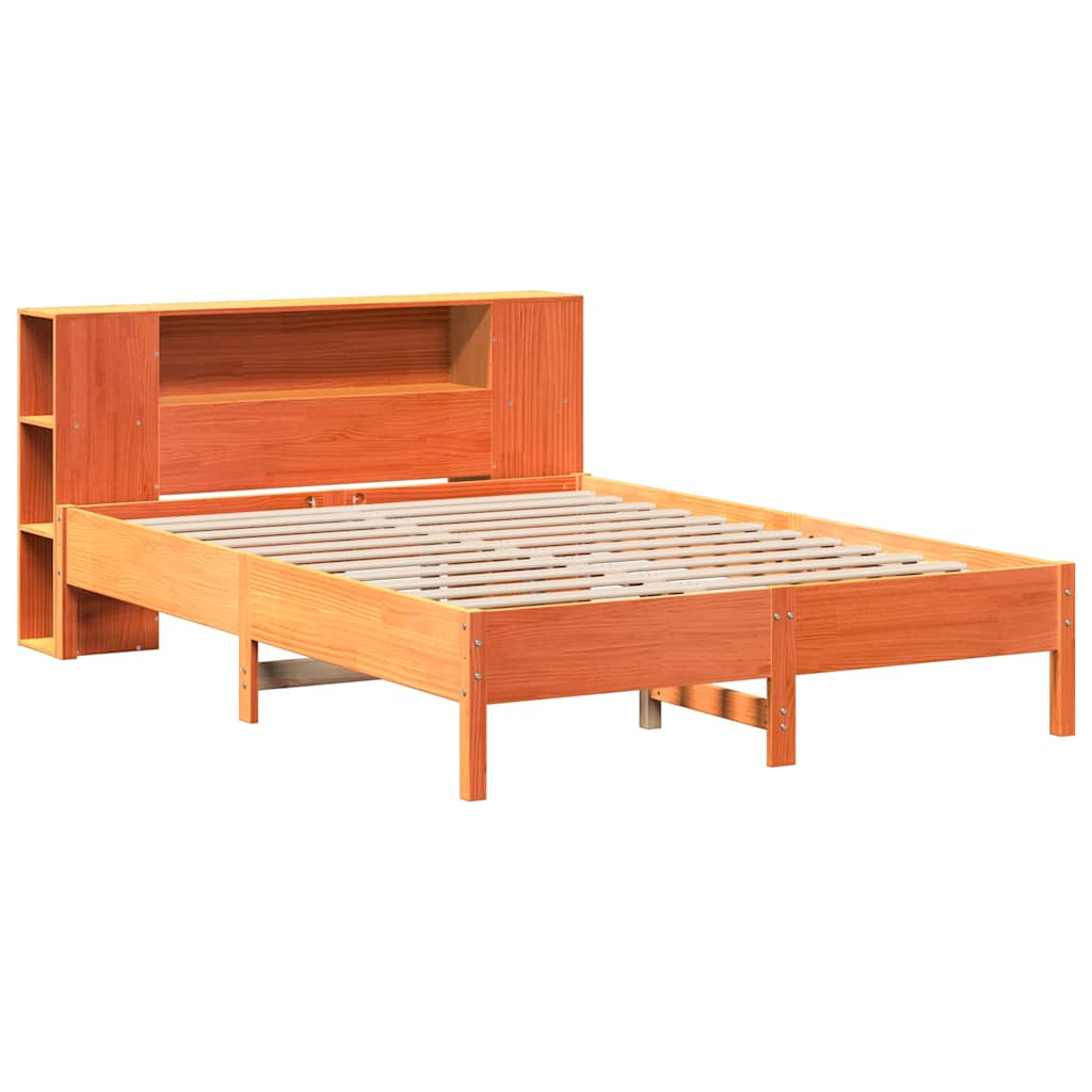 Bookcase Bed Without Mattress 135X190 Cm Double Solid Wood Pine