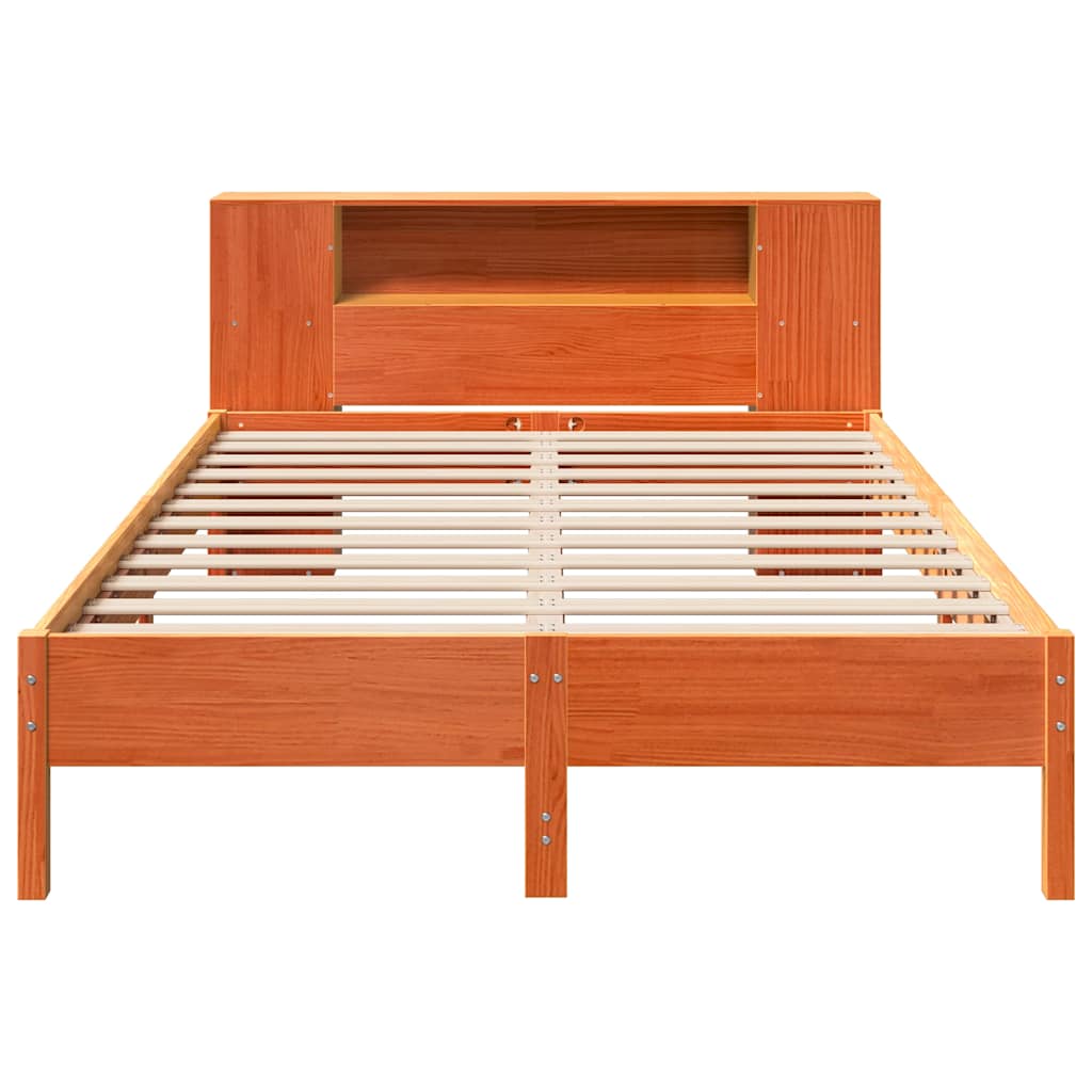 Bookcase Bed Without Mattress 135X190 Cm Double Solid Wood Pine