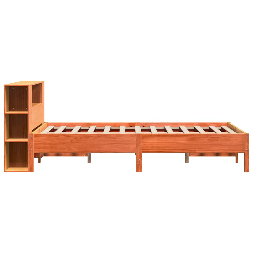 Bookcase Bed Without Mattress 135X190 Cm Double Solid Wood Pine