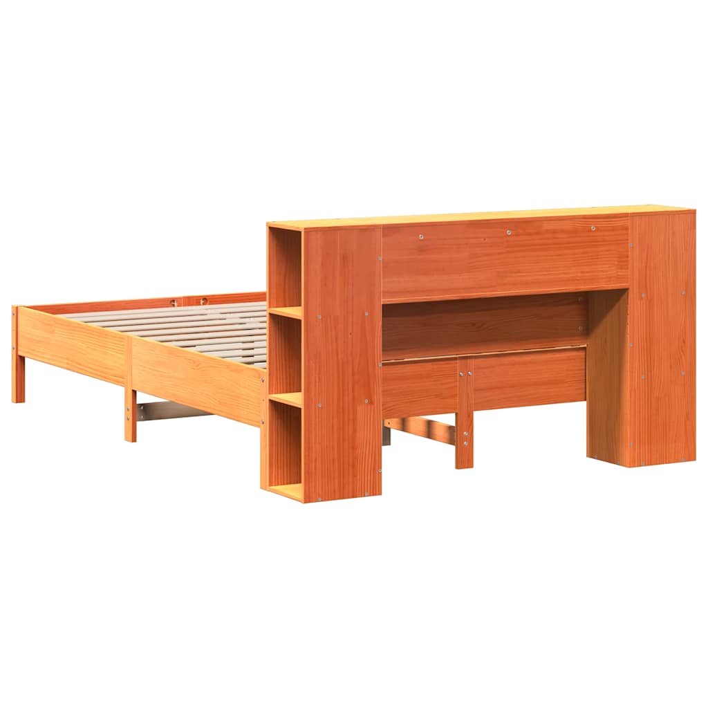 Bookcase Bed Without Mattress 135X190 Cm Double Solid Wood Pine