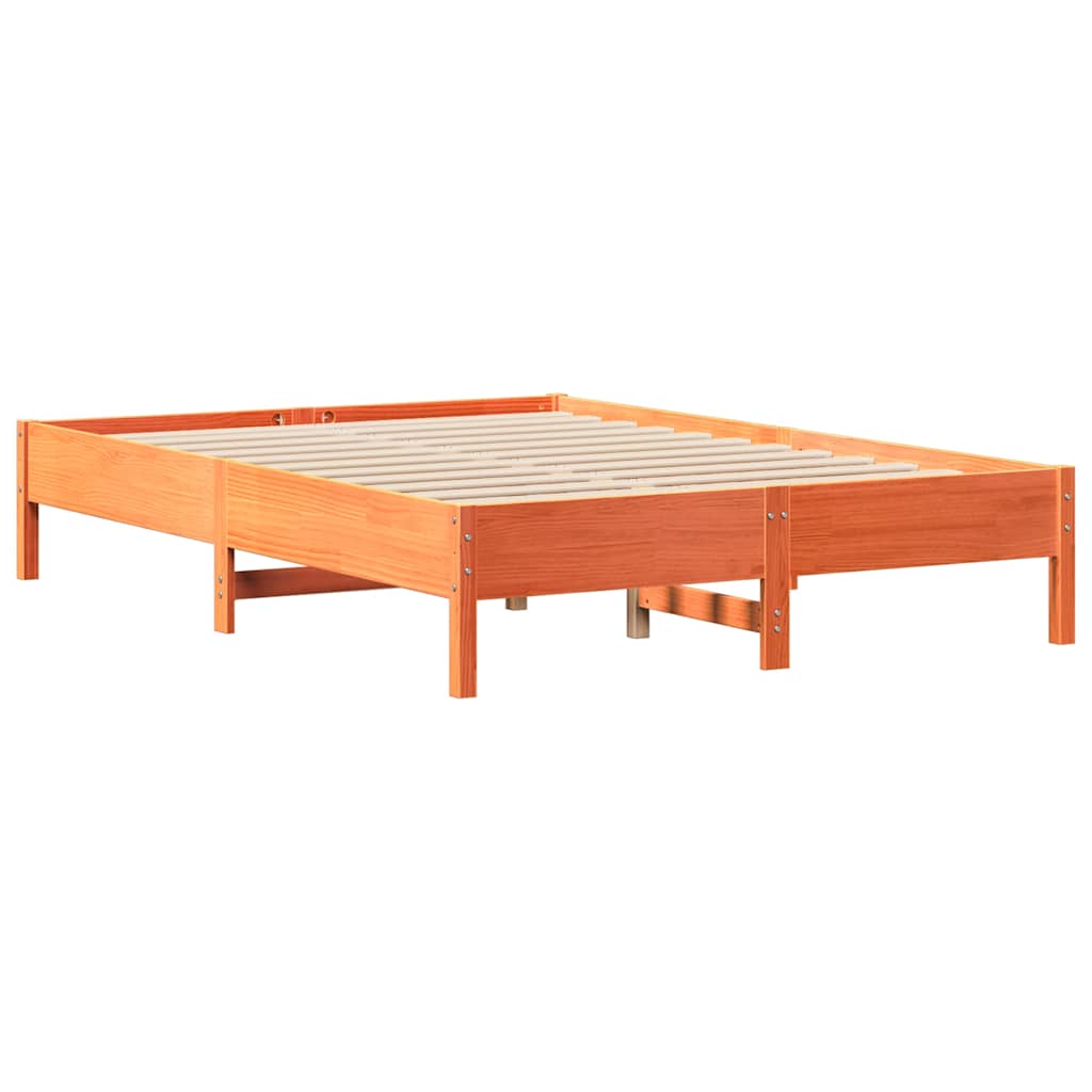 Bookcase Bed Without Mattress 135X190 Cm Double Solid Wood Pine