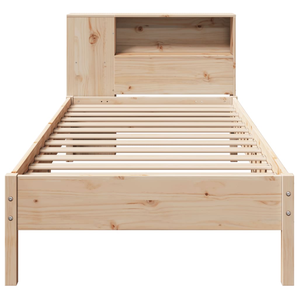 Bed Frame Bookcase Without Mattress Small Single Solid Wood Pine natural white 2
