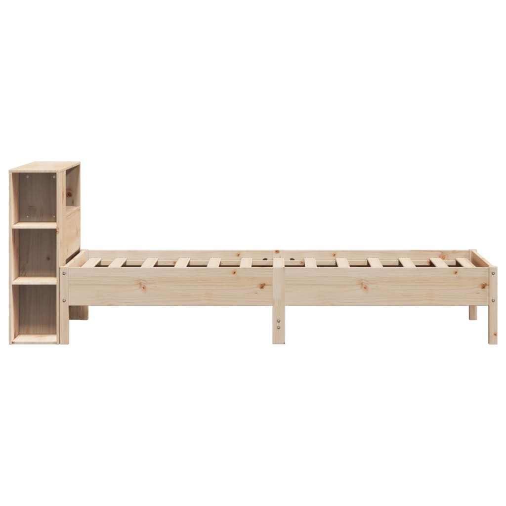Bed Frame Bookcase Without Mattress Small Single Solid Wood Pine natural white 2