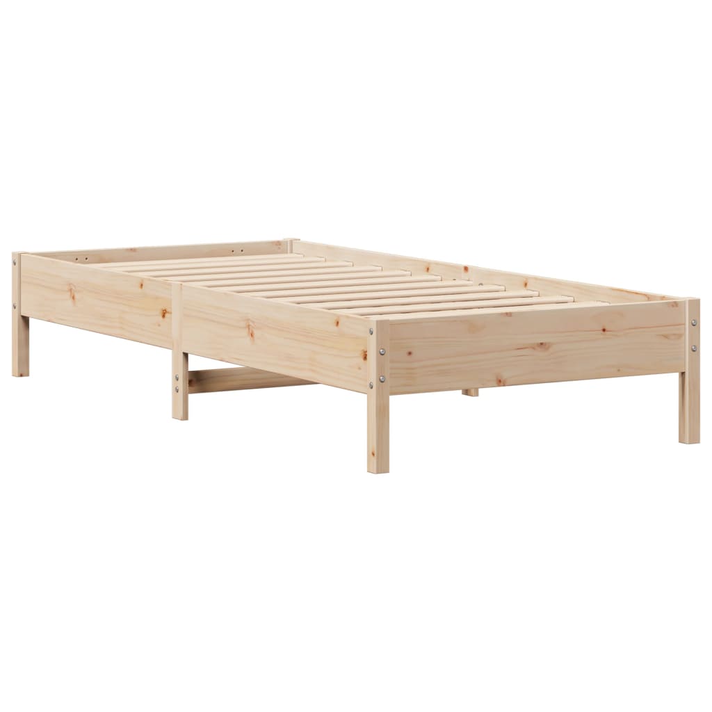 Bed Frame Bookcase Without Mattress Small Single Solid Wood Pine natural white 2