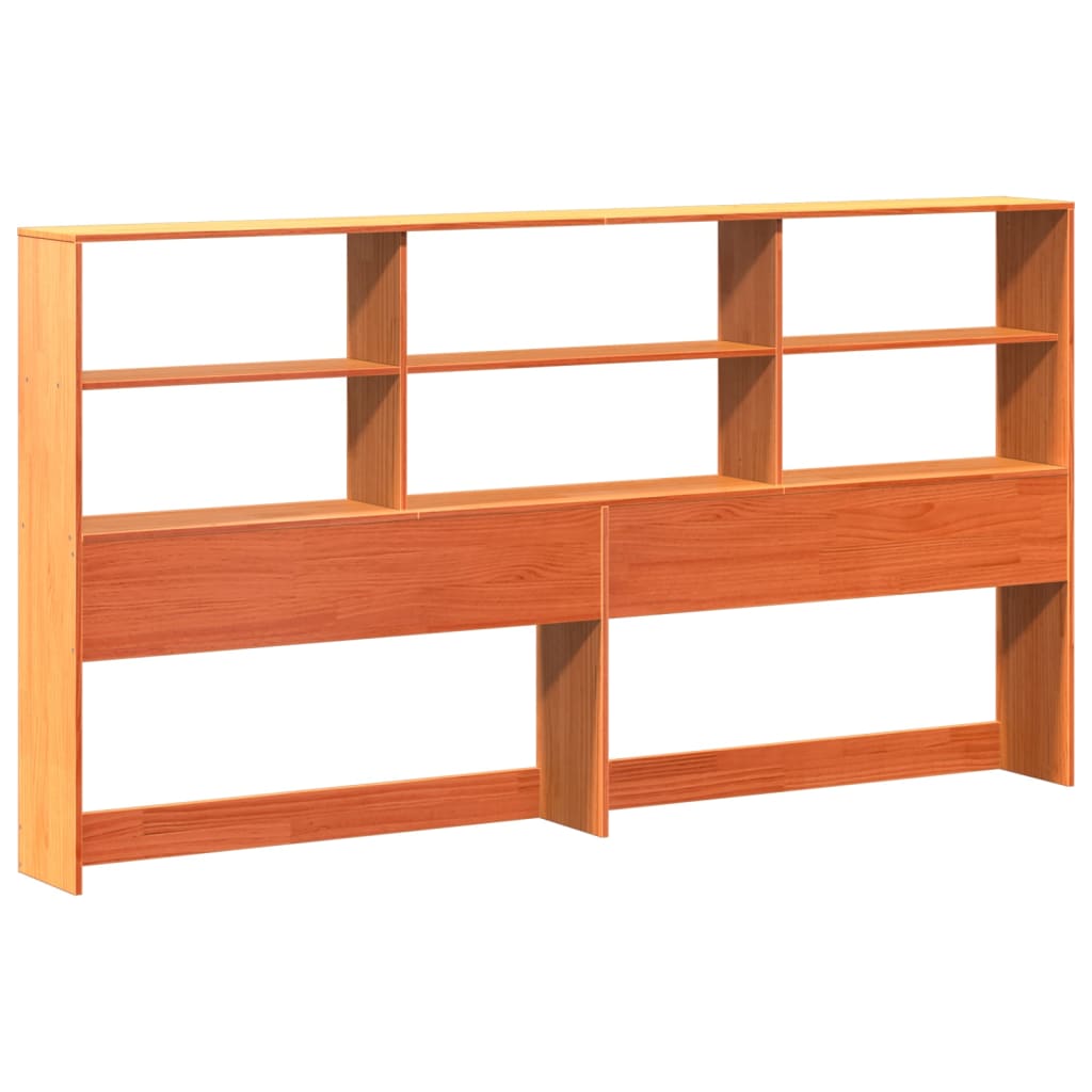 Bed Frame Bookcase Without Mattress 200X200Cm Solid Wood Pine wax brown natural
