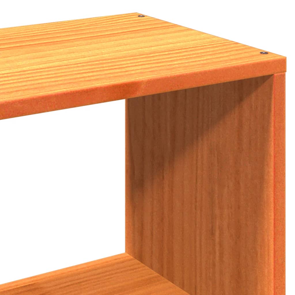 Bed Frame Bookcase Without Mattress 200X200Cm Solid Wood Pine wax brown natural