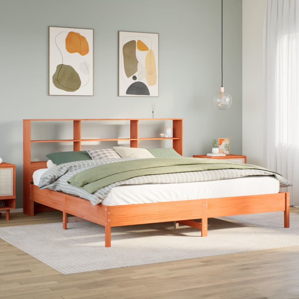 Bookcase Bed Without Mattress 200X200Cm Solid Wood Pine