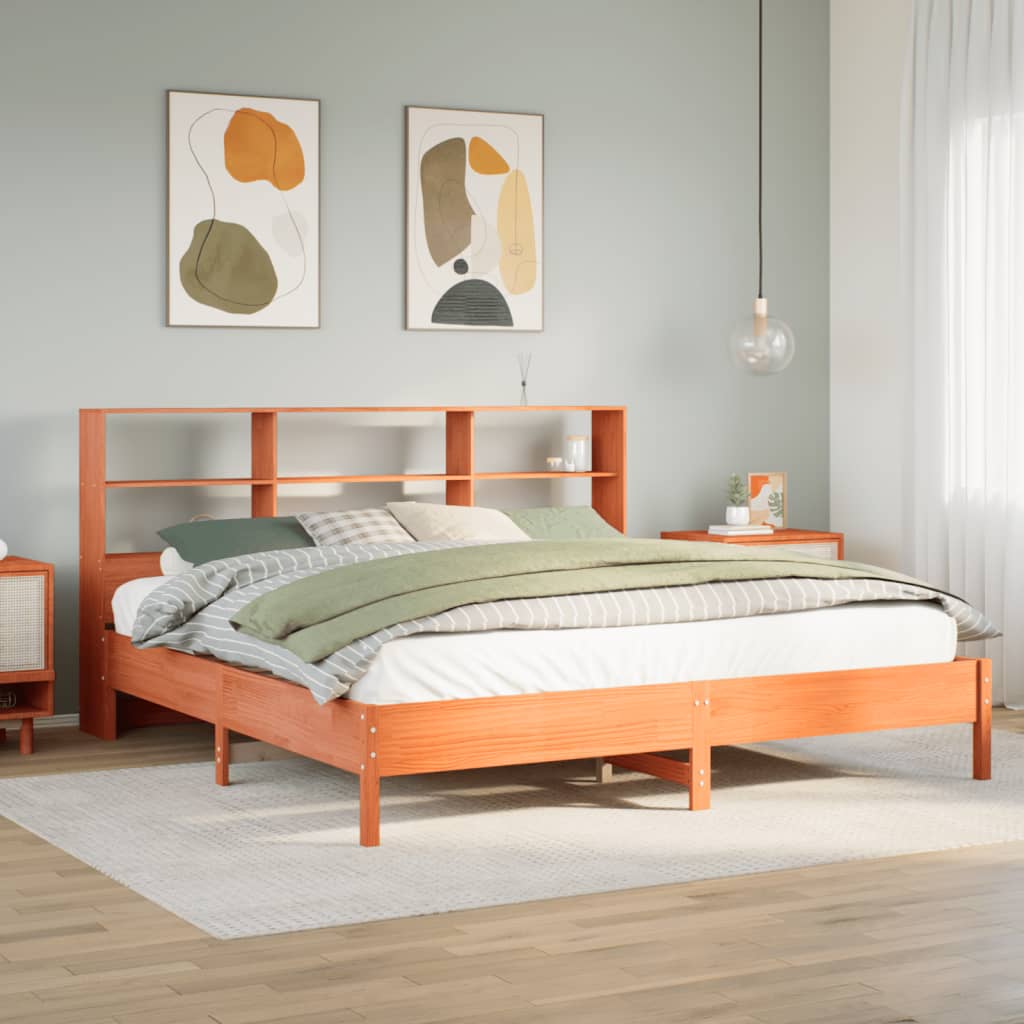 Bookcase Bed Without Mattress 200X200Cm Solid Wood Pine