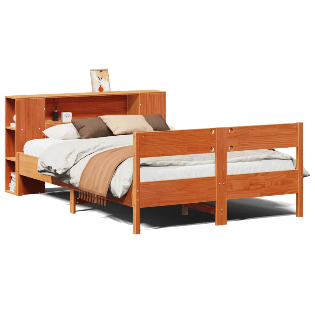 Bookcase Bed Without Mattress Double Solid Wood Pine