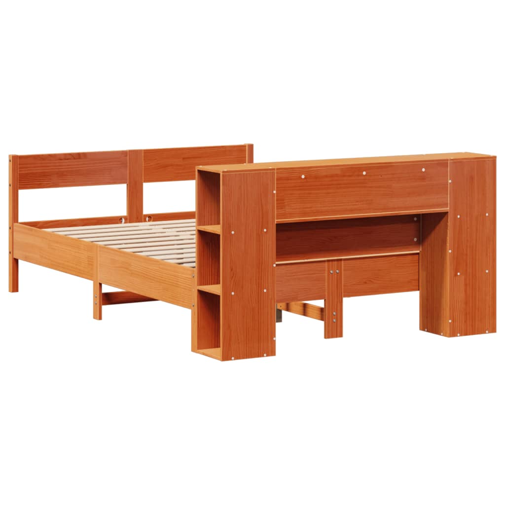 Bookcase Bed Without Mattress Double Solid Wood Pine