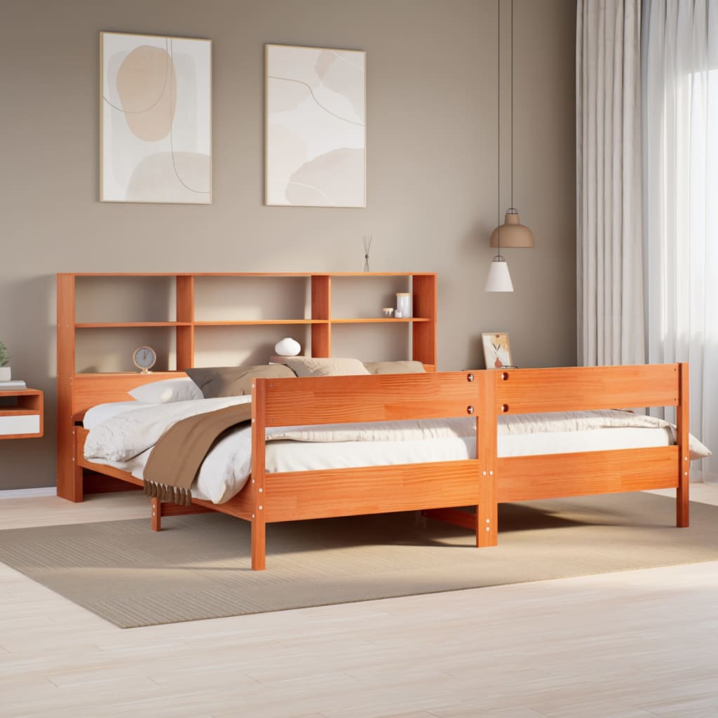 Bookcase Bed Without Mattress 140X200Cm Solid Wood Pine