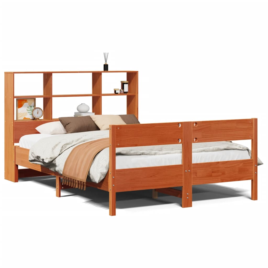 Bookcase Bed Without Mattress 140X200Cm Solid Wood Pine